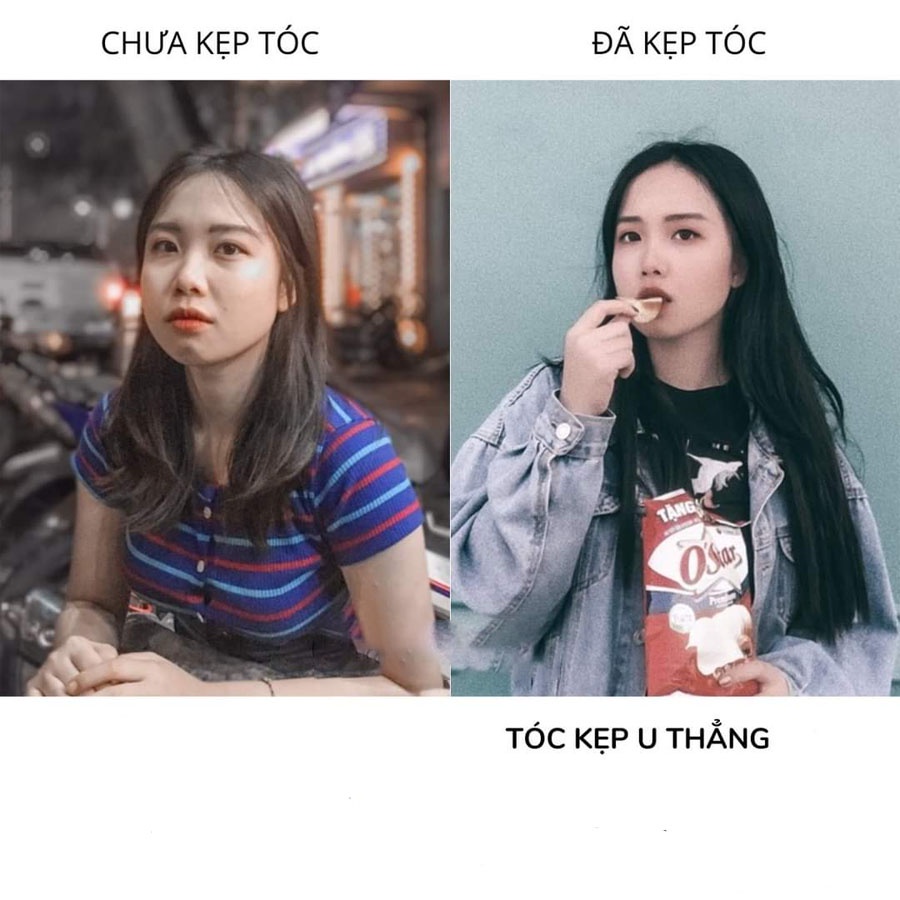 Tóc kẹp dải U, tóc giả kẹp dải thẳng