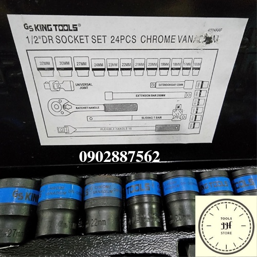 bộ tuýp khẩu 24 chi tiết kingtools thép đen cao cấp tiêu chuẩn đức (N5)