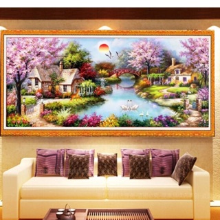 Tranh thêu phong cảnh 152x82cm