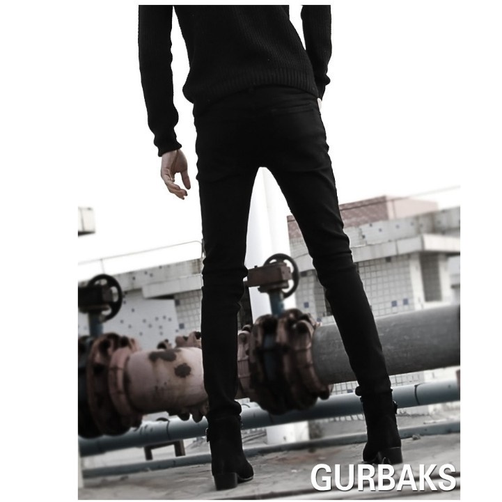 Quần Jean Dài Dáng Ôm Màu Đen Phong Cách Retro Thời Trang Mùa Thu Cho Nam