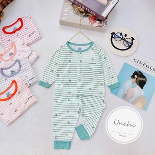 Bộ dài tay CÚC GIỮA Unchi chất peptit kẻ cây kem cổ màu cho bé trai bé gái Namkidshop (QATE466)
