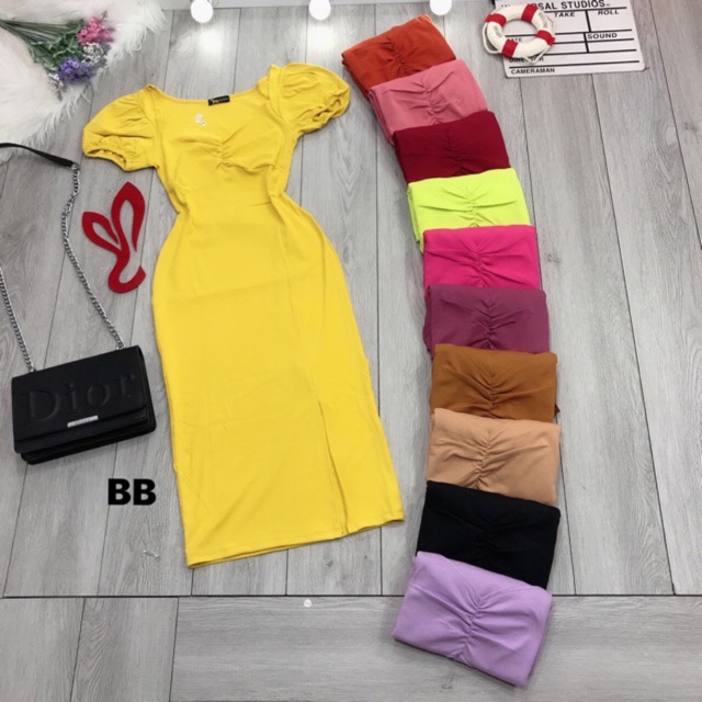 Đầm thun body ôm xẻ đùi