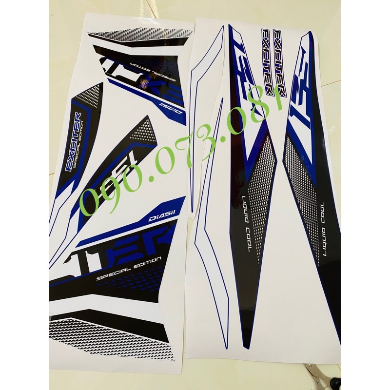 tem uv ép nhiệt exciter 135 xanh gp ( xanh trắng bửng trước trắng)