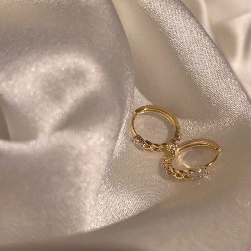 Khuyên Tai Dạng Chuỗi Đính Đá Zircon Phong Cách Pháp Tinh Tế Thời Trang / Bông Tai