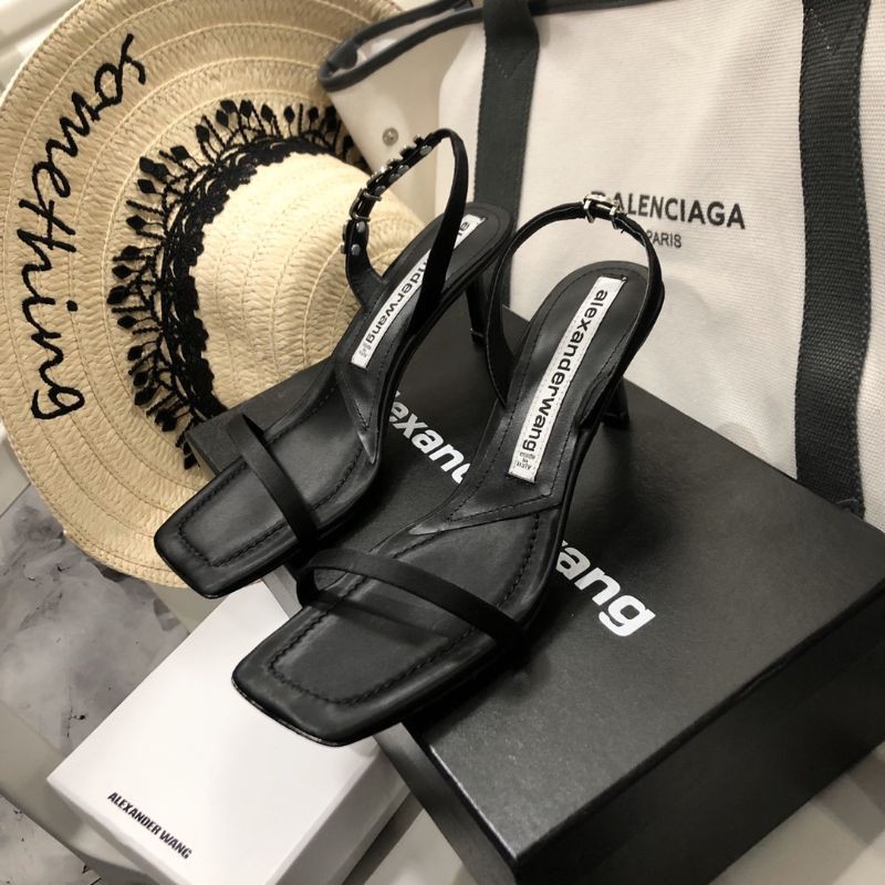 giày cao gót da thật mũi vuông gót 6cm Alexander wang