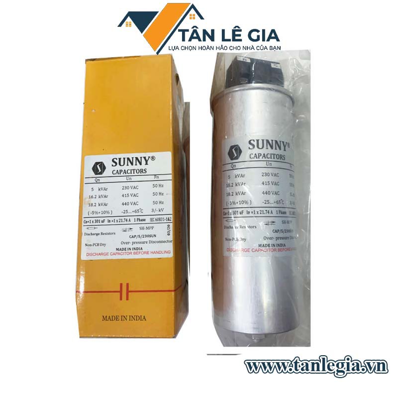 Sunny CAP/05/230SUN: Tụ bù 1 pha 5Kvar 230V