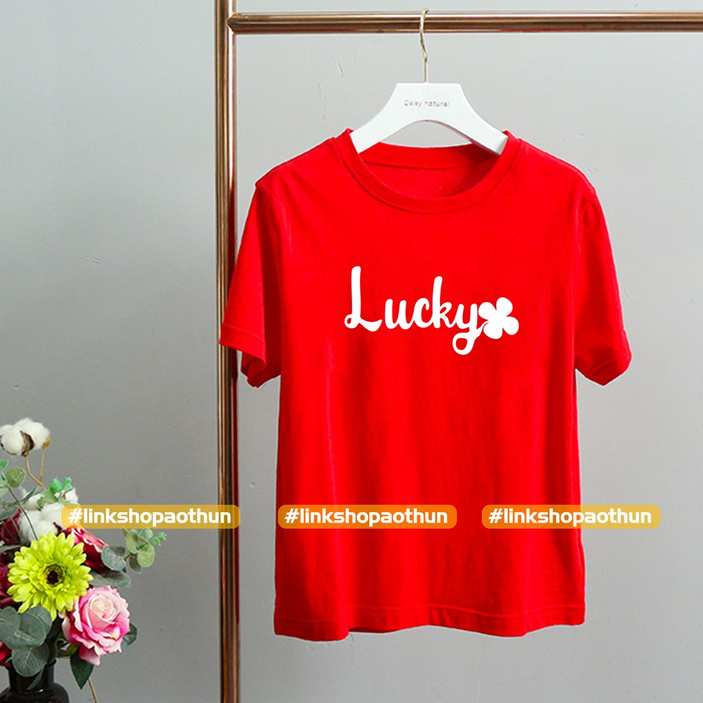 Áo đỏ Tết Lucky gia đình ngắn tay