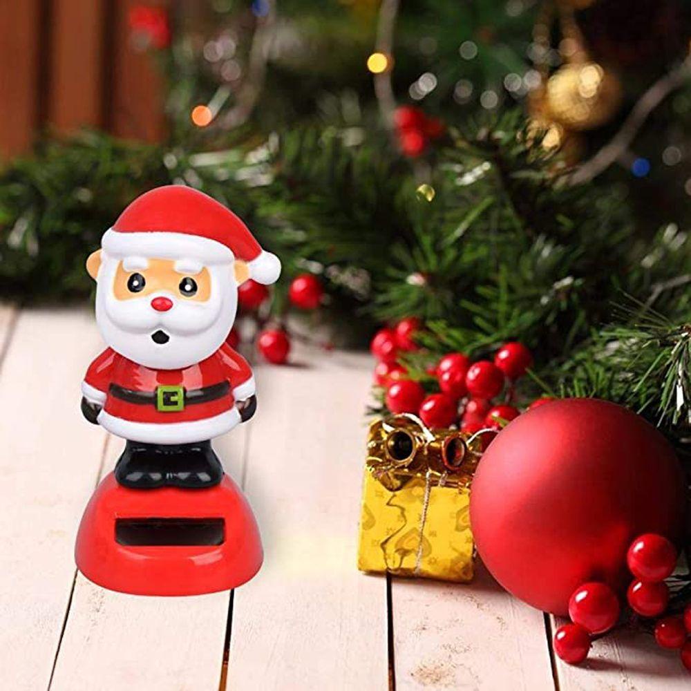 REBUY1 Búp Bê Lắc Đầu Hình Ông Già Noel Trang Trí Bảng Điều Khiển Xe Hơi Chạy Bằng Năng Lượng Mặt Trời