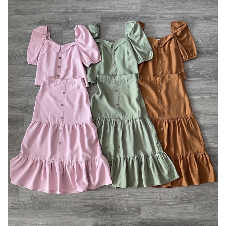 ( HÀNG THIẾT KẾ CAO CẤP )SET CHÂN VÁY KÈM ÁO KAKI LỤA 3Màu