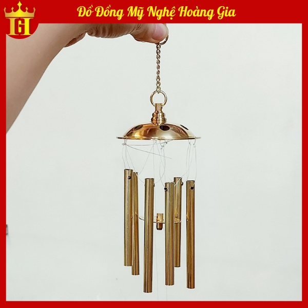 Chuông Gió Phong Thủy 6 Ống 1 Tầng Bằng Đồng Nguyên Khối