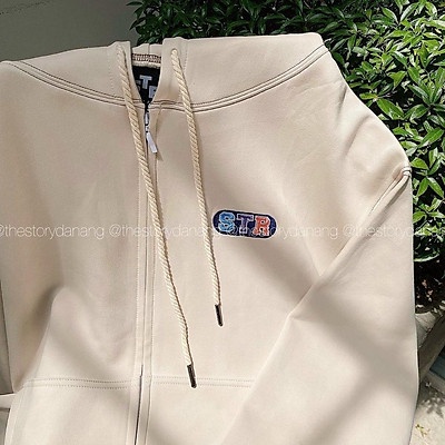 Áo Khoác Hoodie Nỉ Nam Nữ Form Rộng Thêu Logo Str Khóa Kéo Unisex
