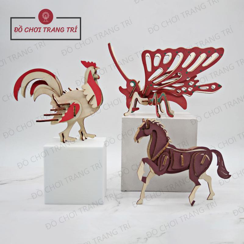 Đồ chơi lắp ráp gỗ 3D - Mô hình ĐỘNG VẬT- Trang trí tiểu cảnh