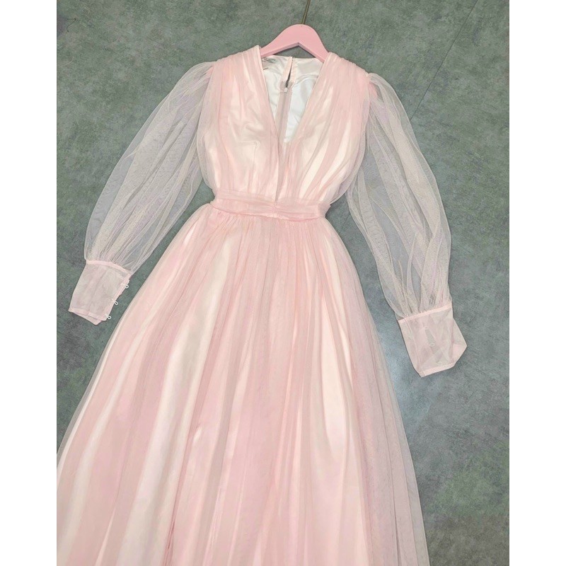 (HÌNH THẬT) ĐẦM DẠ HỘI LƯỚI HỒNG VINTAGE | BigBuy360 - bigbuy360.vn