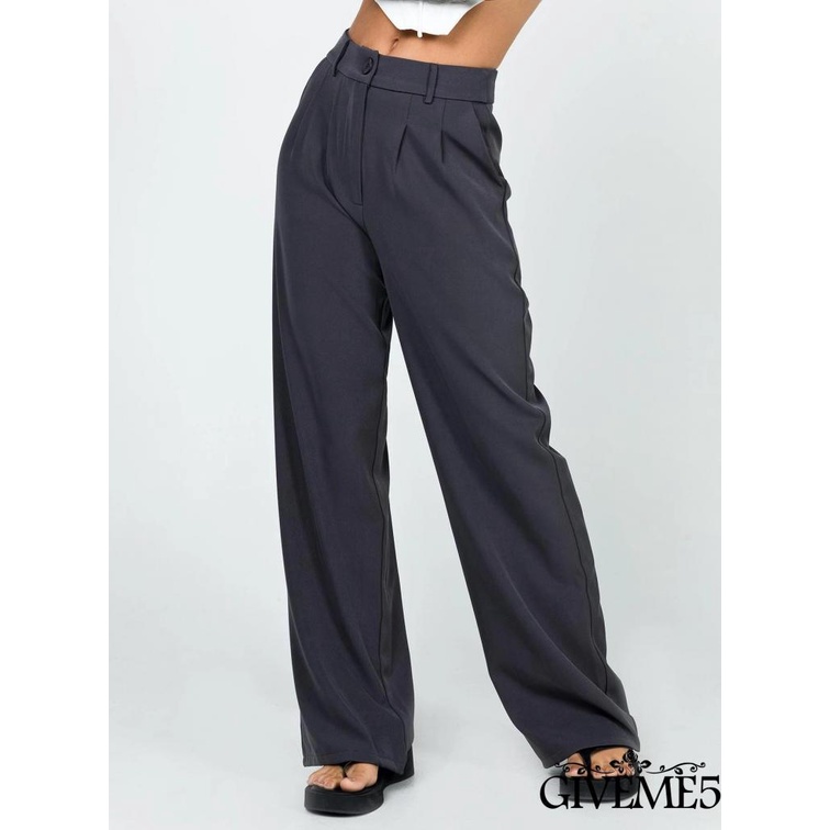 GIVEME-Women Slimming Trousers, Vintage Straight Leg Wide-Leg Suit Pants Casual Party Street High Waist Pants