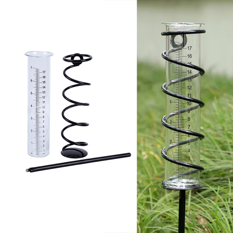Dụng Cụ Đo Nước Mưa Kính Khung Kim Loại Tiện Dụng Cho Sân Vườn