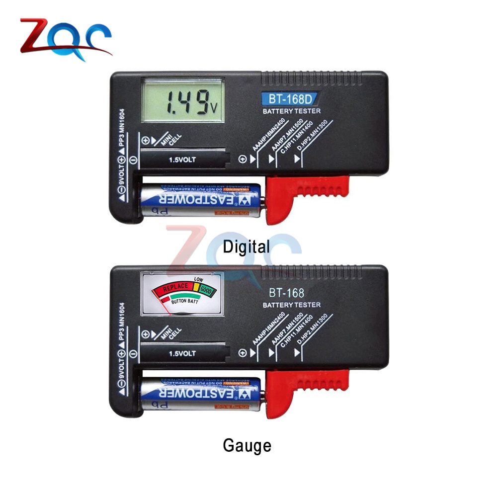 Thiết bị kiểm tra pin kỹ thuật số Bt-168D Bt-168 cho Pin 1.5v Aa / Aaa / C / D / pin nút 9v Pp3