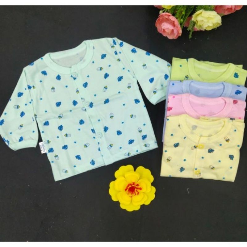 Áo Cotton Bình Sữa Dài Tay Cúc Thẳng Cho Bé 3-10kg