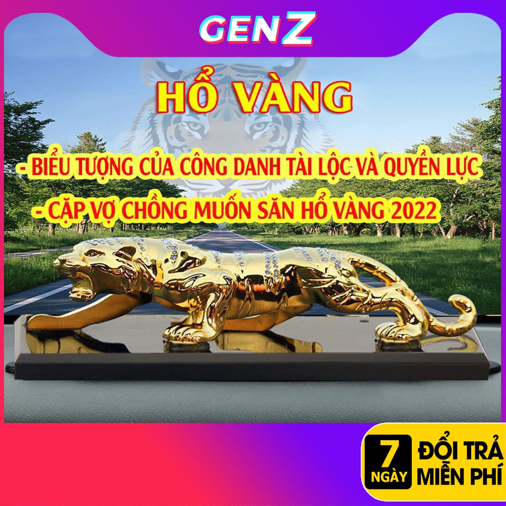 Tượng Hổ Phong Thủy Đính Đá Lâp Lánh⚡𝗠𝗔̣ 𝗩𝗔̀𝗡𝗚 𝗦𝗔́𝗡𝗚⚡ TiTan Hợp Kim Cao Cấp-Tượng Trang Trí Xe Hơi, Bàn Làm Việc