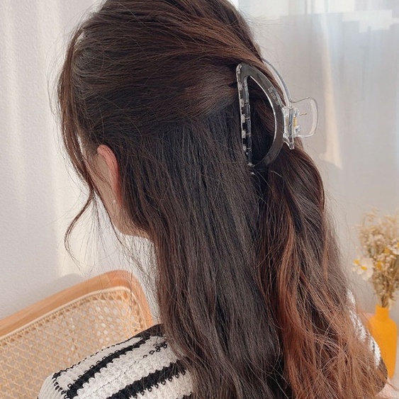 Kẹp tóc trong suốt cỡ lớn thiết kế đơn giản thời trang