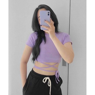 Áo croptop cột dây chéo eo (thun porip)