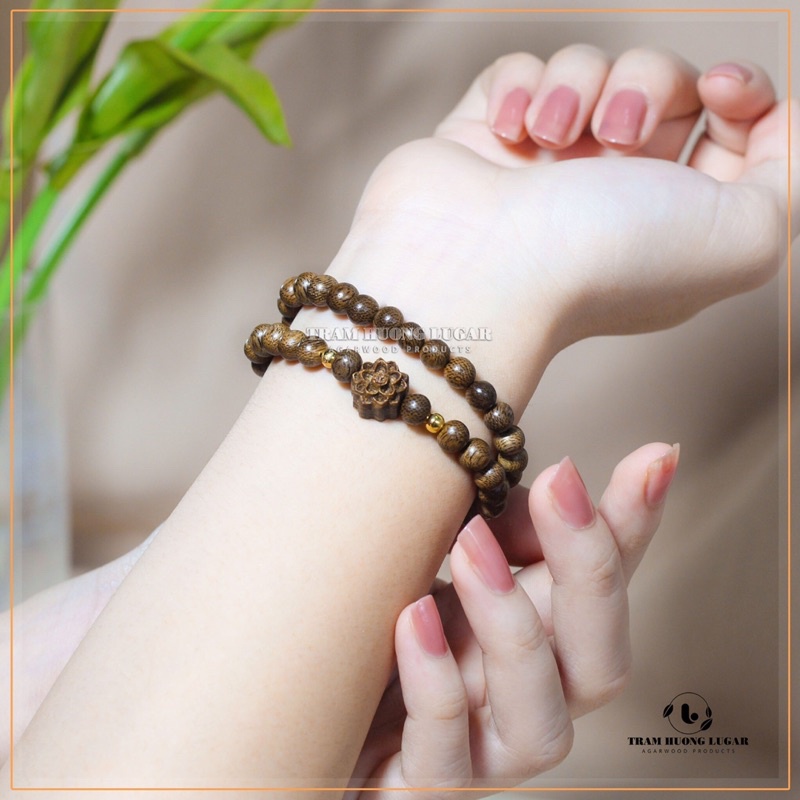 Vòng tay trầm hương - Thương Hiệu Trầm Hương Lugar - Hoa Sen Trầm