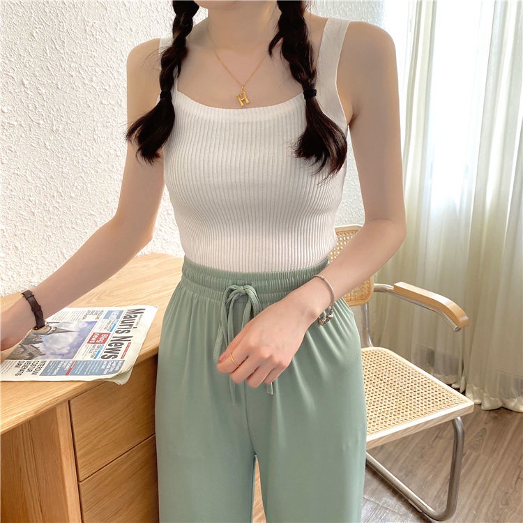 Áo Vest Dệt Kim Trơn 182063 Sexy Camisole Mùa Hè Đơn Giản Dễ Thương