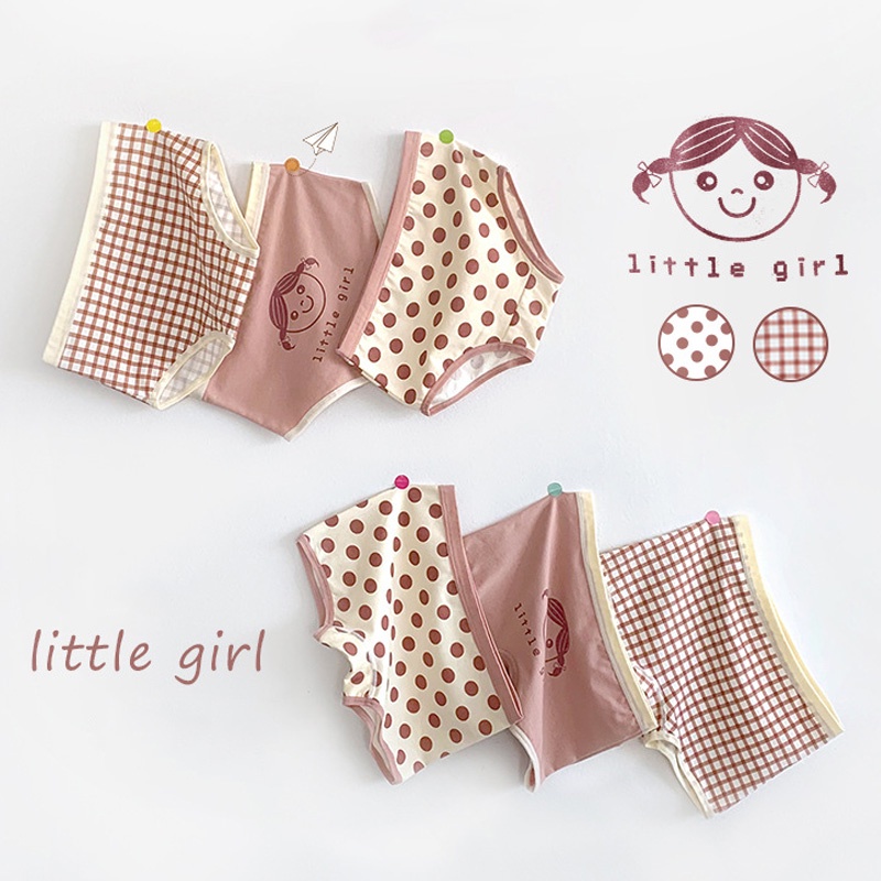 Set 3 quần lót vải cotton nguyên chất kháng khuẩn dành cho bé gái