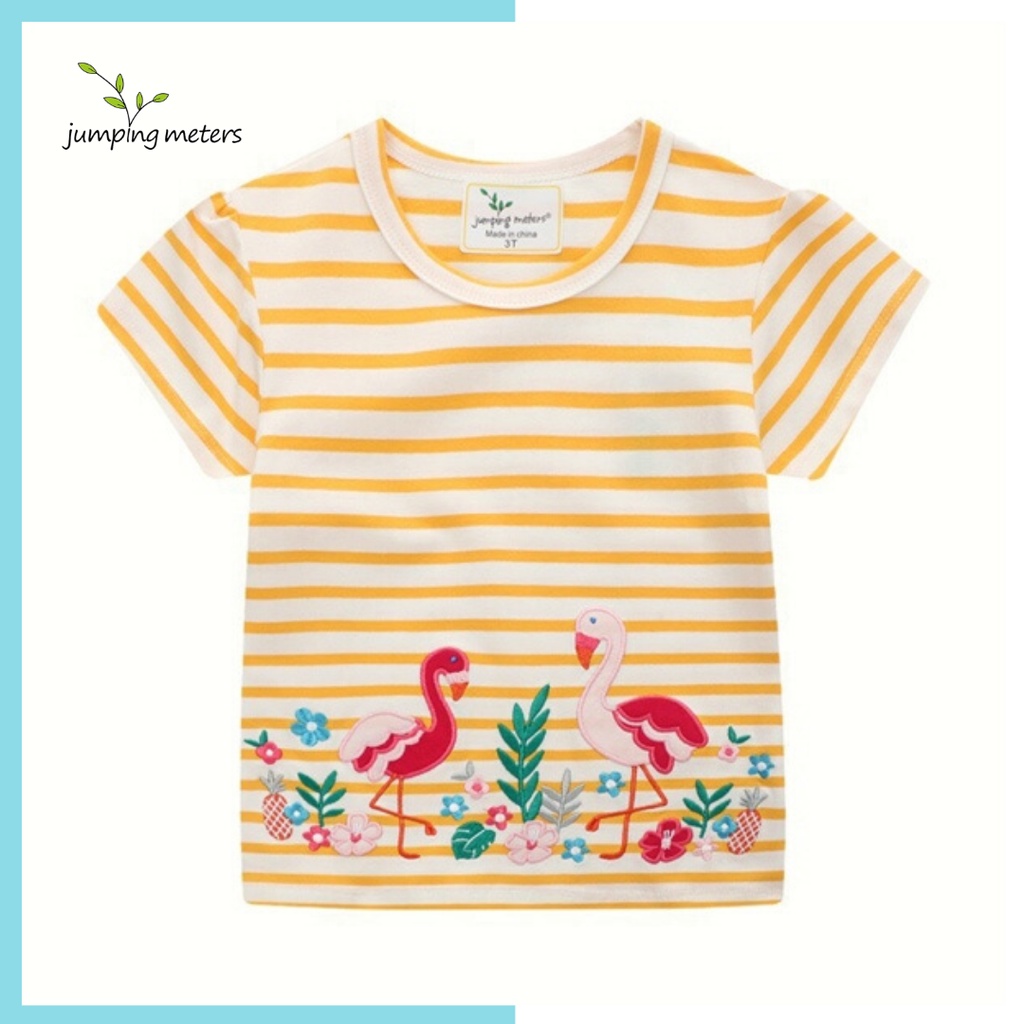 Áo thun hè cotton Jumping kẻ vàng hạc JM67100 cho bé gái 2-8 tuổi Mẫu mới 2022 - Little Maven Official Store