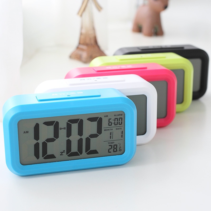 Đồng Hồ Để Bàn Báo Thức LCD Hiển Thị Lịch, Nhiệt Độ, Cảm Biến Ánh Sáng Đã Bao Gồm Pin Và HDSD Tiếng Việt HL1019