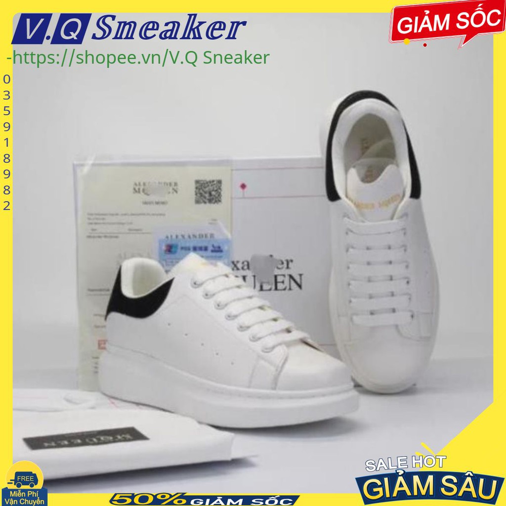 [Video Tận Cảnh - FREE SHIP] 🔥Giày thể thao sneaker🔥 MCQ gót nhung đen full box MET1 V.Q Sneaker