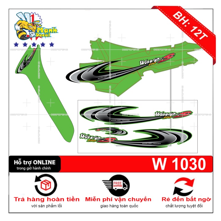 (FREE SHIP) Tem xe wave nhỏ đời đầu dán xe xanh z1000 [Mạnh Decal]