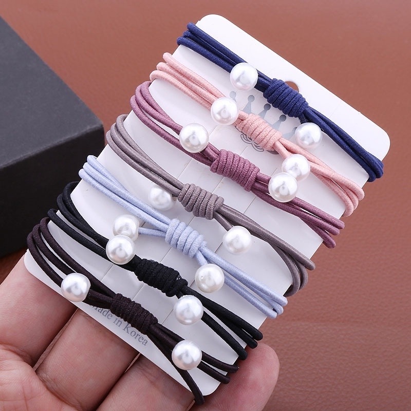1 Dây Buộc Tóc Nylon Đính Ngọc Trai Giả Thời Trang Nữ