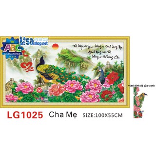 Tranh đính đá CHA MẸ 100x55cm chưa đính lg1025