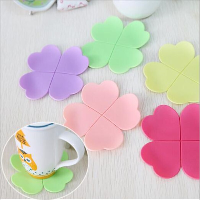 Đế Lót Ly Bằng Silicone Hình Cỏ Ba Lá Màu Tím