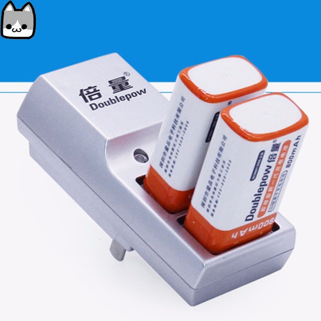 Doublepow 2 Slots 9V Battery Charger Full Automatic Stop Charging Charger for Rechargeable Batteries