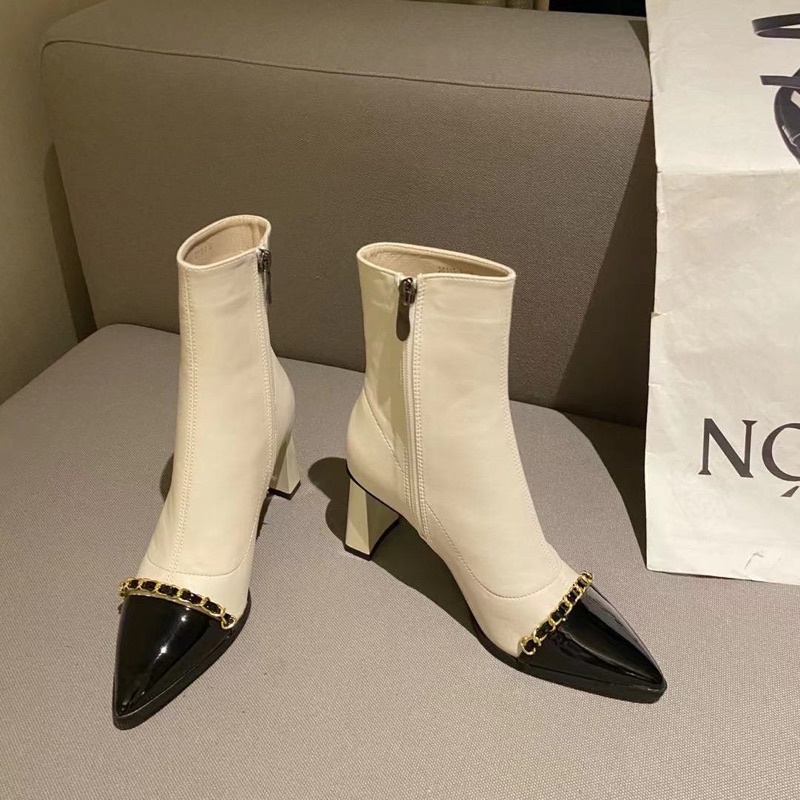 Bốt boot lửng viền xích ngang gót nhọn fullbox hàng quảng châu cao cấp | BigBuy360 - bigbuy360.vn