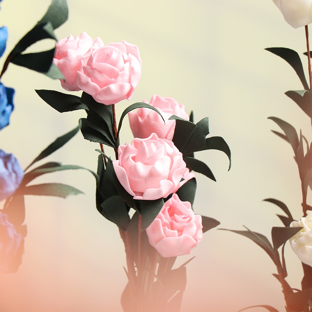 Bộ 6 bông hoa giả màu đơn xinh xắn thiết kế cho cô dâu/trang trí nhà cửa