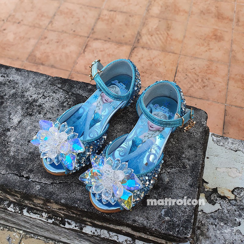 Giày Elsa cao gót đính đá cao cấp cho bé 3-12 tuổi