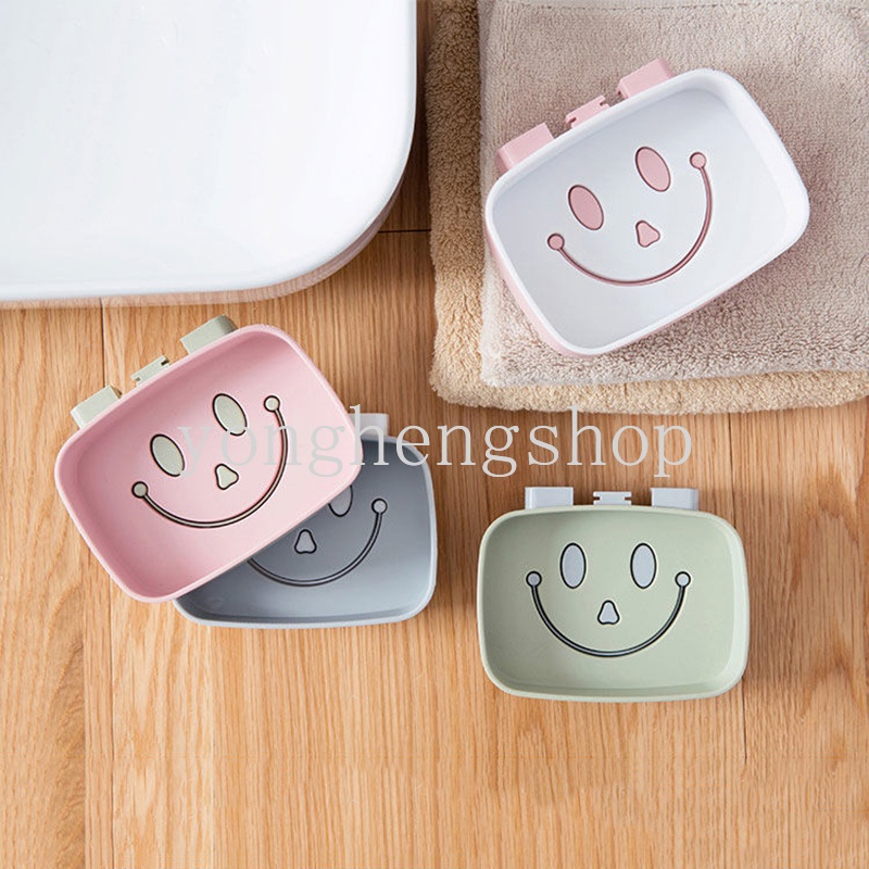 Giá Để Xà Phòng Gắn Tường Hai Tầng Hình Mặt Cười Hoạt Hình Sáng Tạo