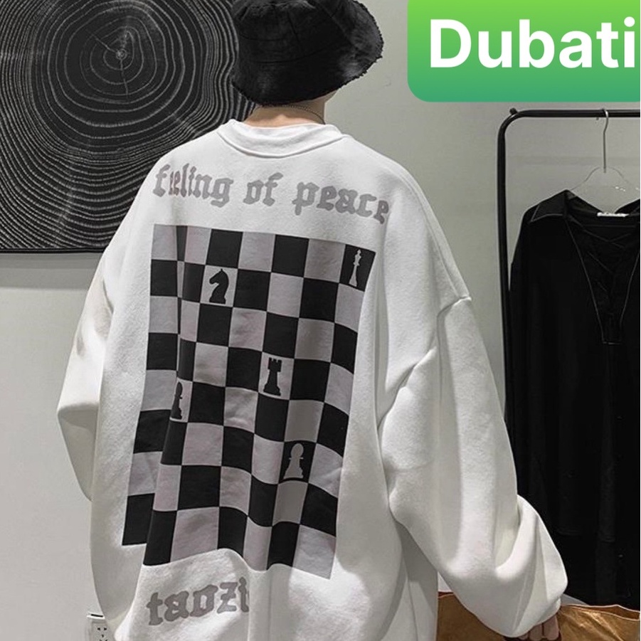 ÁO SWEATER - NỈ CHUI NAM NỮ FROM RỘNG HÌNH CỜ VUA PHONG CÁCH UNISEX- DUBATI FASHION