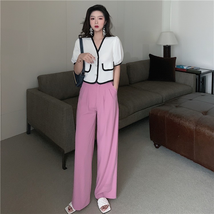 Áo kiểu nữ cổ V trắng đen Hàn Quốc áo sơ mi công sở nữ chất vải tweet cao cấp, thương hiệu HACHIKI