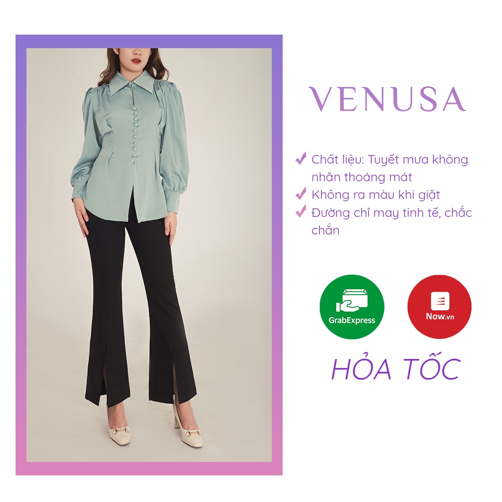 Quần ống loe xẻ tà nữ cạp cao công sở legging dáng dài siêu hack dáng VENUSA Q003