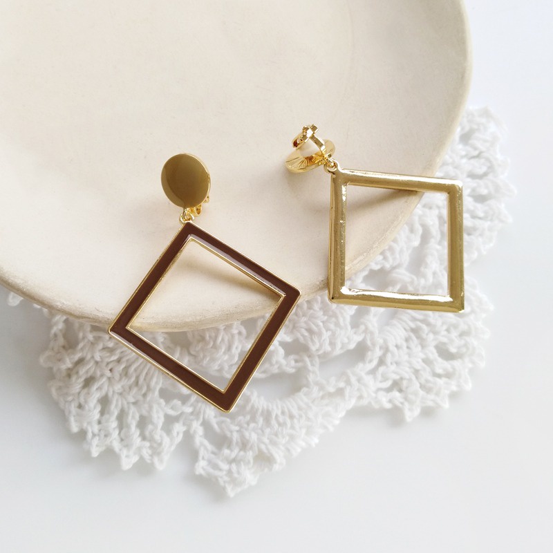 Bông tai hình vuông cá tính phong cách Hàn Quốc dành cho nữ