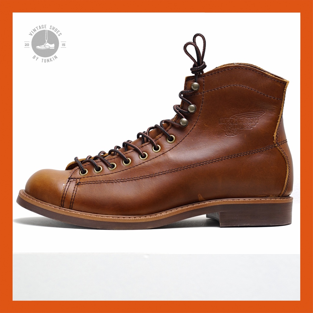 Giày boot nam cao cổ màu nâu REDWING LINEMAN, giày da thật cổ điển TONKIN