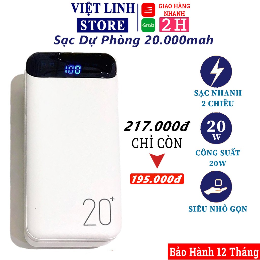 Sạc dự phòng 20000mah Chính Hãng WK 163 Kingkong - Bảo hành 6 tháng