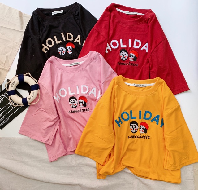 (SALE 59K) ÁO CROPTOP THÊU HOLIDAY 4 MÀU CỰC XINH | BigBuy360 - bigbuy360.vn