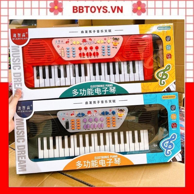 Đàn piano có mic 37 phím 2 màu đen và màu đỏ đồ chơi cho bé BBTOYS 99