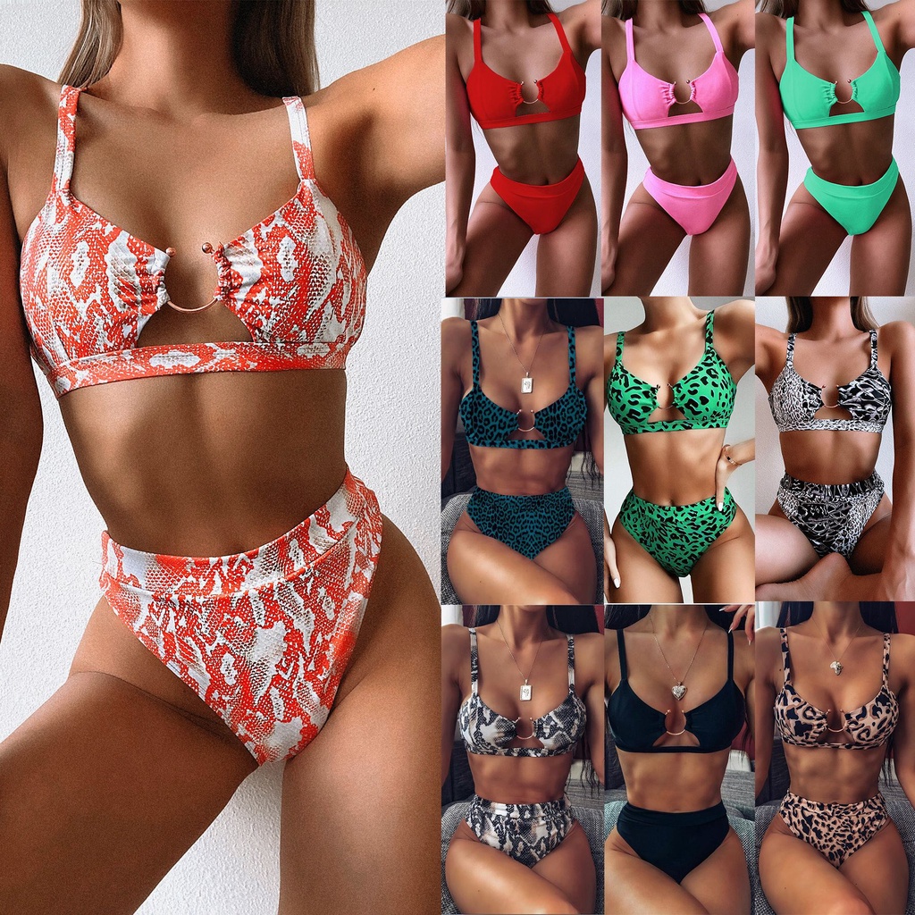 Bộ Đồ Bơi Bikini In Họa Tiết Da Báo Quyến Rũ Cho Nữ