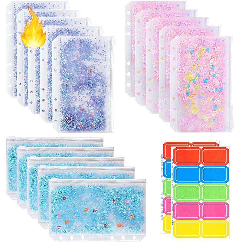 Phong bì đựng tiền bằng PVC khổ A6 có khóa kéo chuyên dùng cho sổ tay còng 6 khoen lên kế hoạch