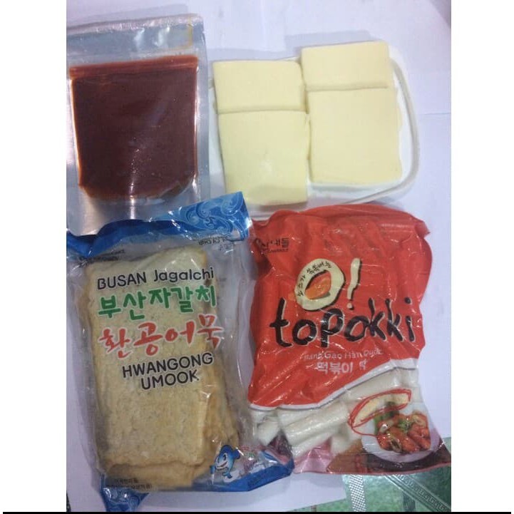 combo 1kg tobokki truyền thống ,200g hộp tương ớt Gochujang ,450gchả cá HQ,200g phô mai mozzarela